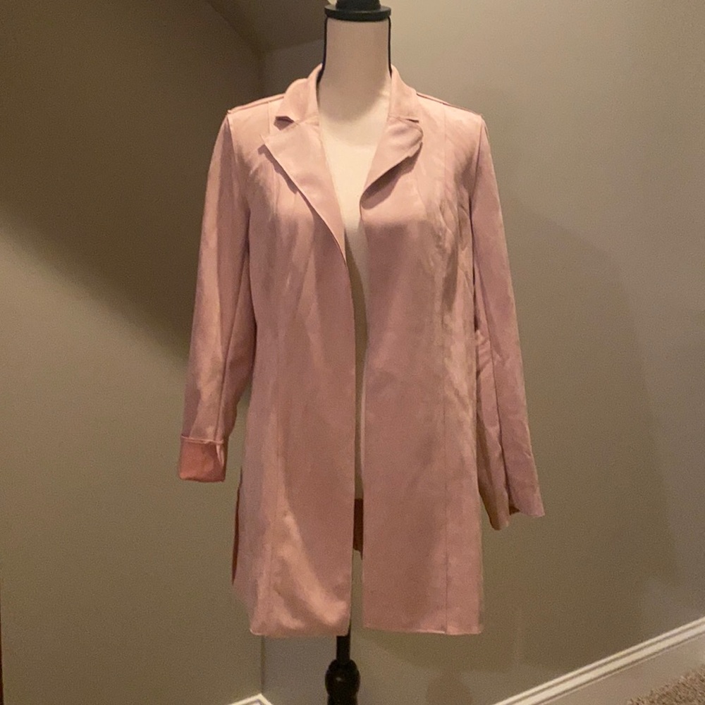 Womens faux suede light weight long coatigan
